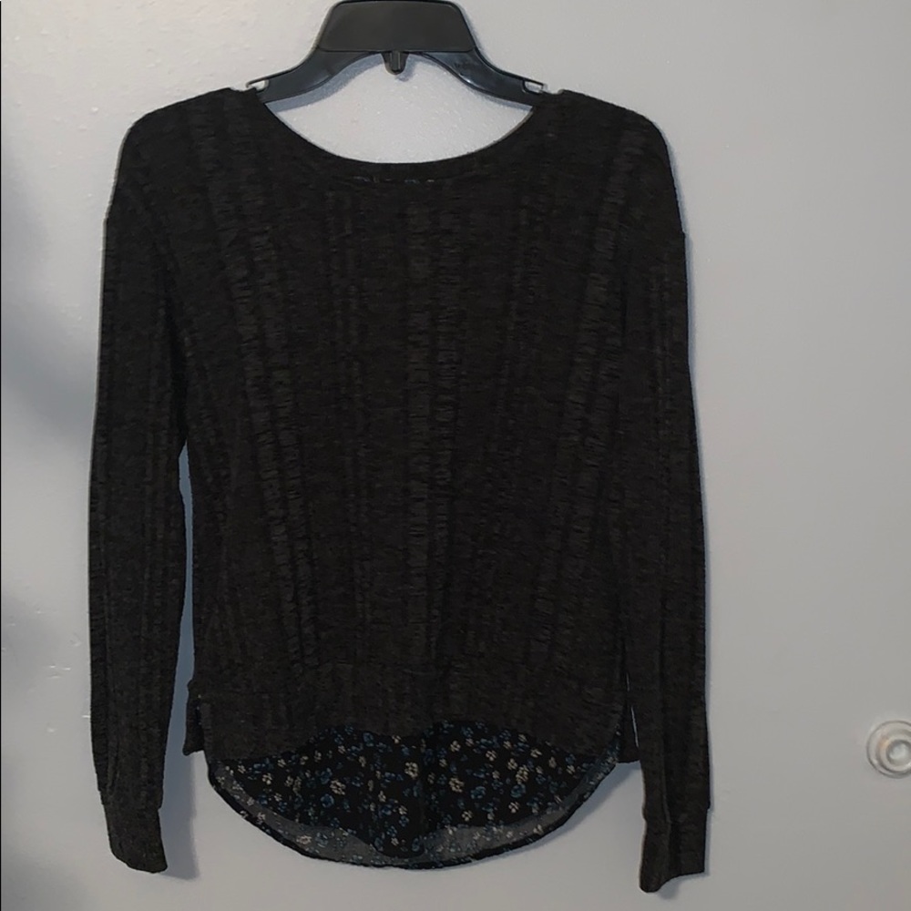 Dark gray and floral sweater